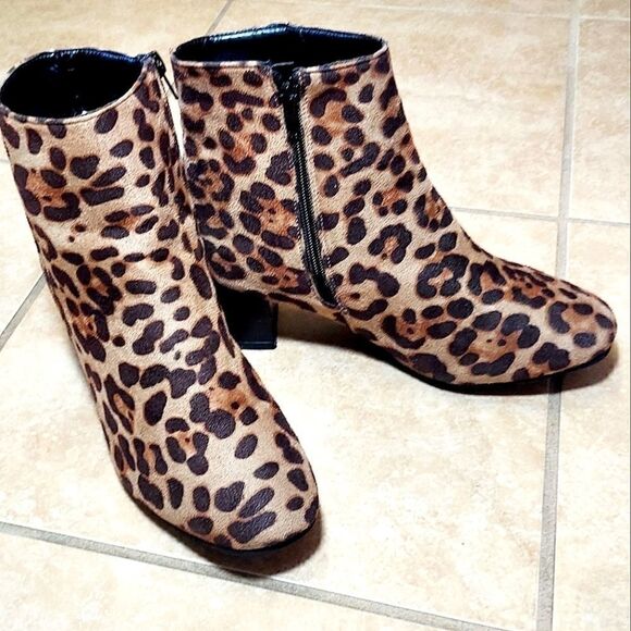 Shoes - Animal Print Faux Suede Boots
